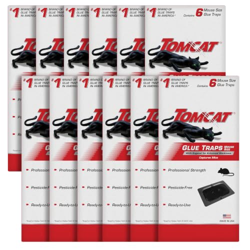 Trampas Adhesivas Tomcat para Ratones Tamaño Mouse con Eugenol para Mayor Pegajosidad, 72 Trampas