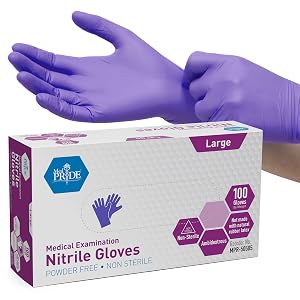 Guantes de Examen de Nitrilo MED PRIDE, Libres de Látex y Polvo, Azul, Large, 100/Caja