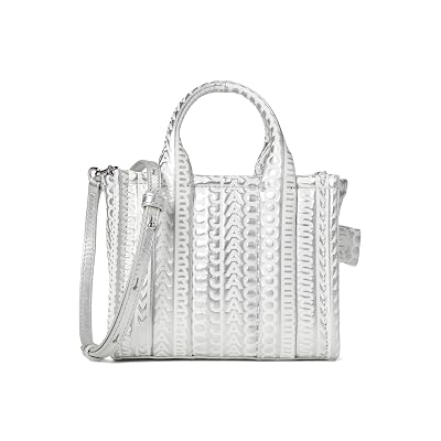 Marc Jacobs The Monogram Metallic Leather Crossbody Tote Bag Plateado/Blanco Brillante